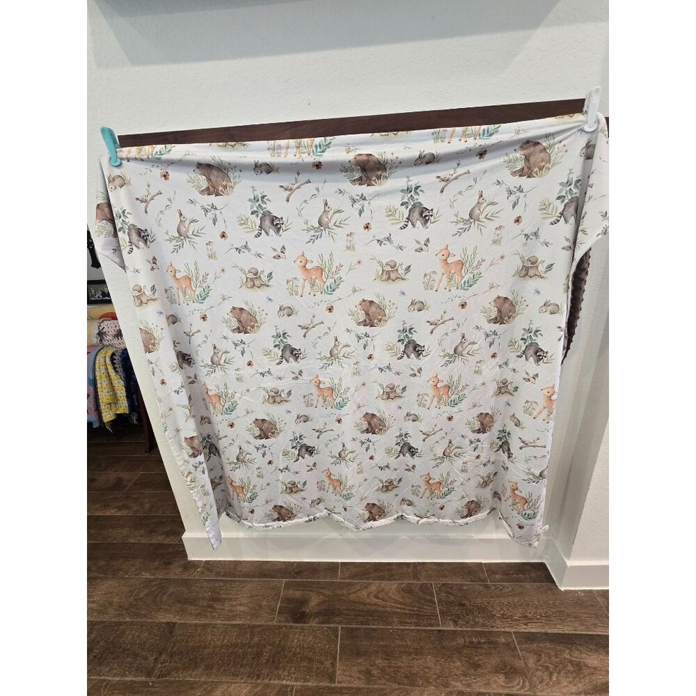 Woodland Creatures Toddler Pillowcase & Blanket Set - Reversible Dimple Brown &